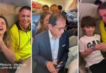 Bolsonaro é ovacionado em avião e passageiros fazem fila para foto com ex-presidente