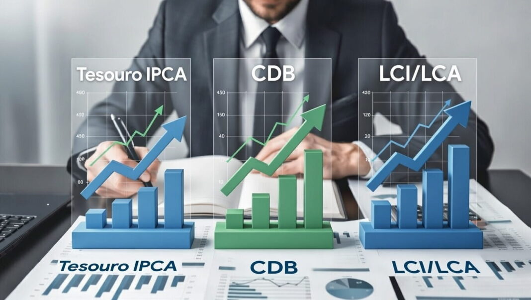 Comparação entre Tesouro IPCA, CDB e LCI/LCA como opções de investimento em renda fixa