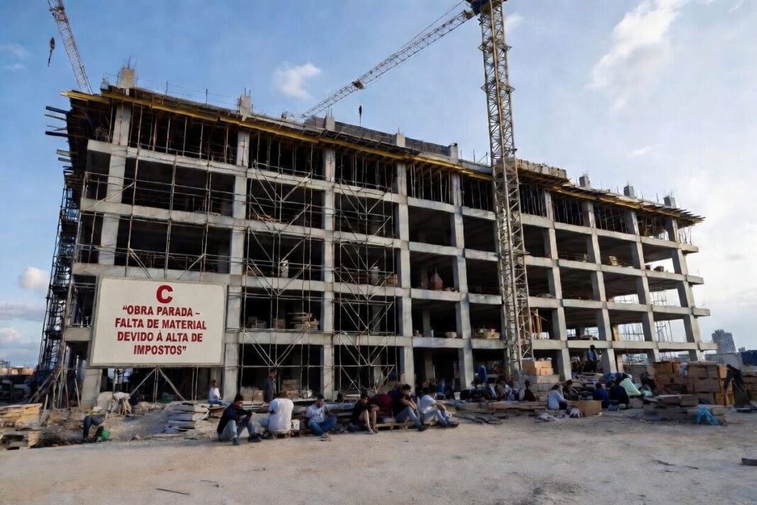 custo da construção, imposto alto, falta de material