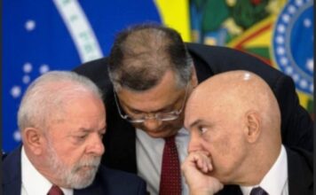 Lula, Moraes e Flávio Dino