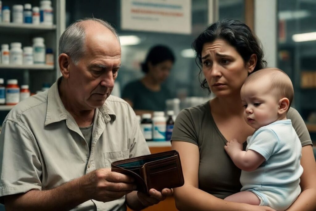 família comprando medicamentos, remédios