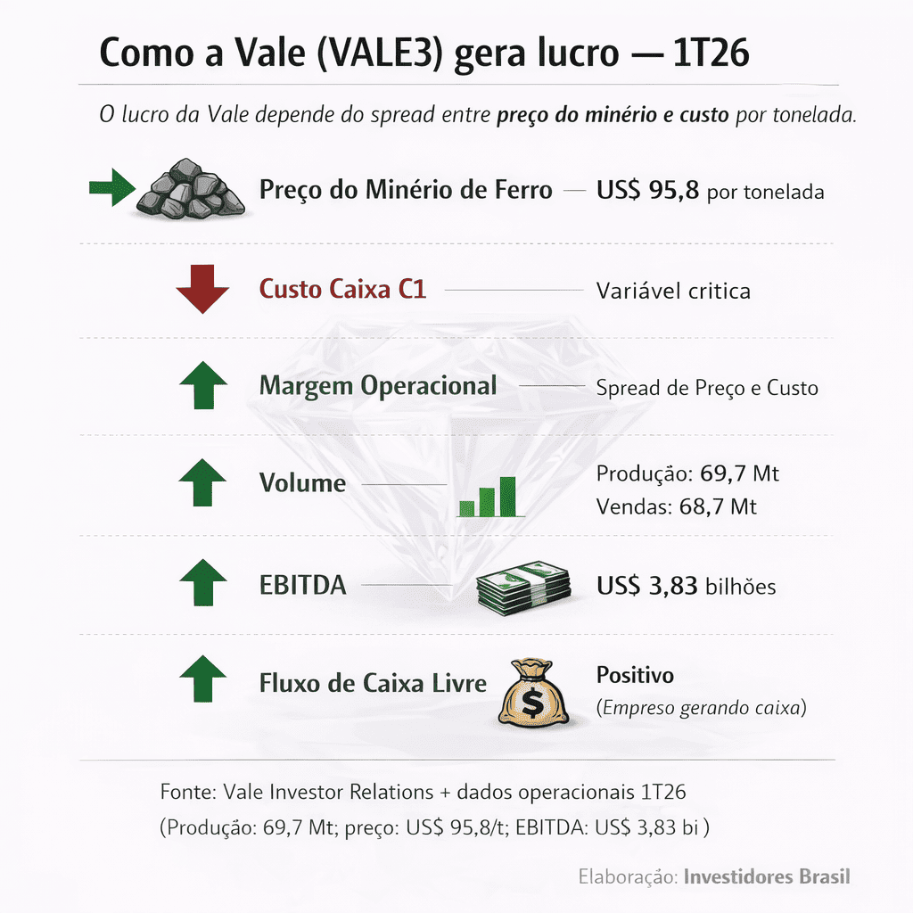 “Como a Vale (VALE3) gera lucro minério custo margem”
