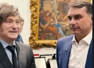 milei, e flávio bolsonaro