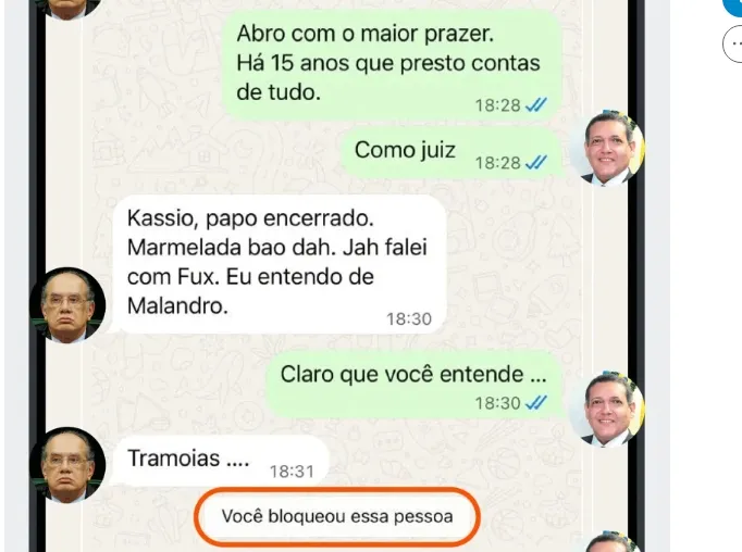 Gilmar Mendes pressionou Fux e Kassio antes de julgamento que decidiria investigação sobre Moraes. Inclusive mandou deixar o TSE 3 gilmar ameaca kassio defende moraes1
