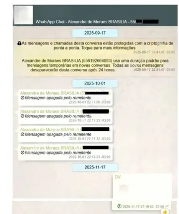 PF identifica quatro mensagens autodestrutivas enviadas por Moraes do Supremo Tribunal a Vorcaro no dia da prisão 1 moraes e vorcaro